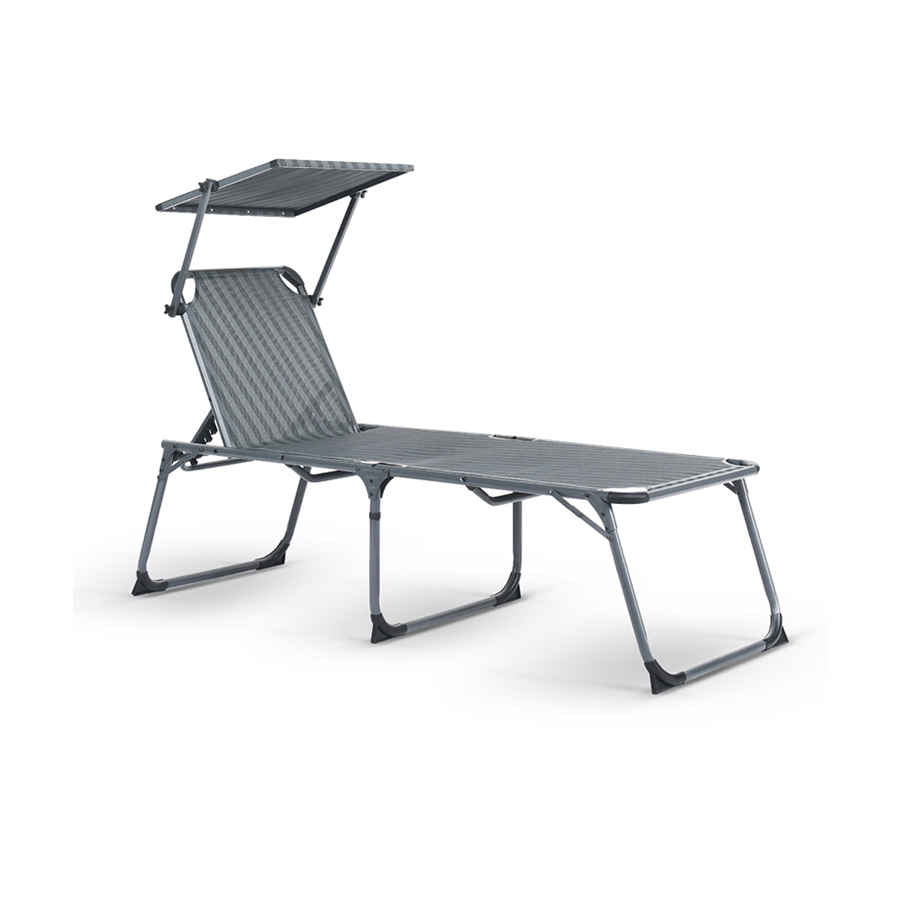 Sun Lounge Chair Aluminium Beach Folding Bed Chaise Lounger Outdoor Bed with Canopy