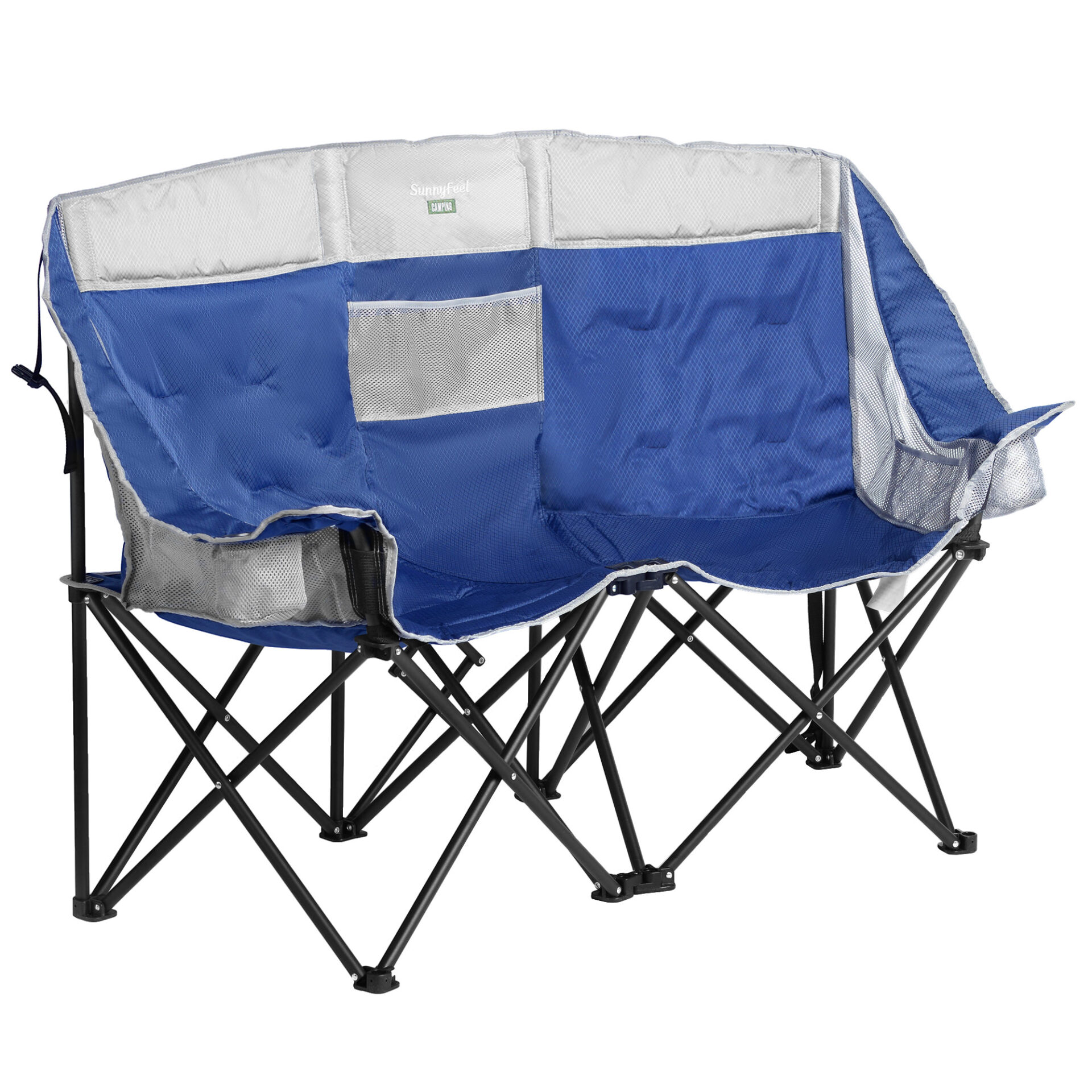 Two Seats Folding Portable Garden Outdoor Camping Beach Soft Beach Chair with Cup Holder
