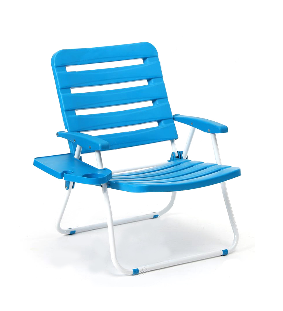 PP Board Outdoor Lightweight Plastic Folding Beach Chair with Side Table
