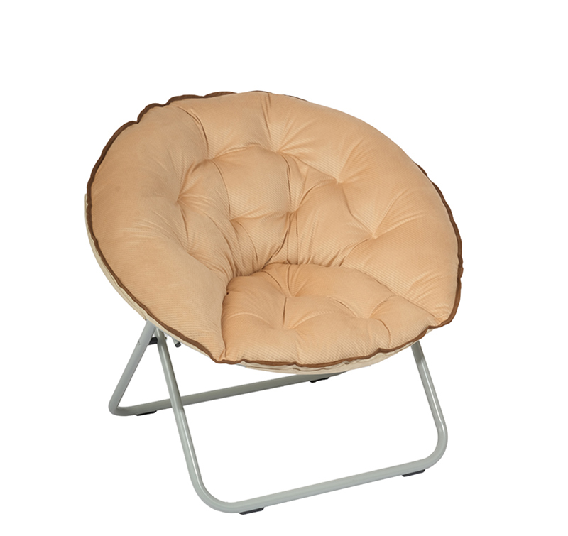 Comfortable Saucer Chair with Velvet Cover and Foldable Design