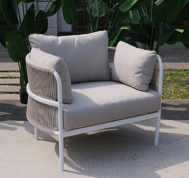 Contemporary Aluminum Frame Single Sofa AF4213 with Olefin Fabric for Patio Lounge