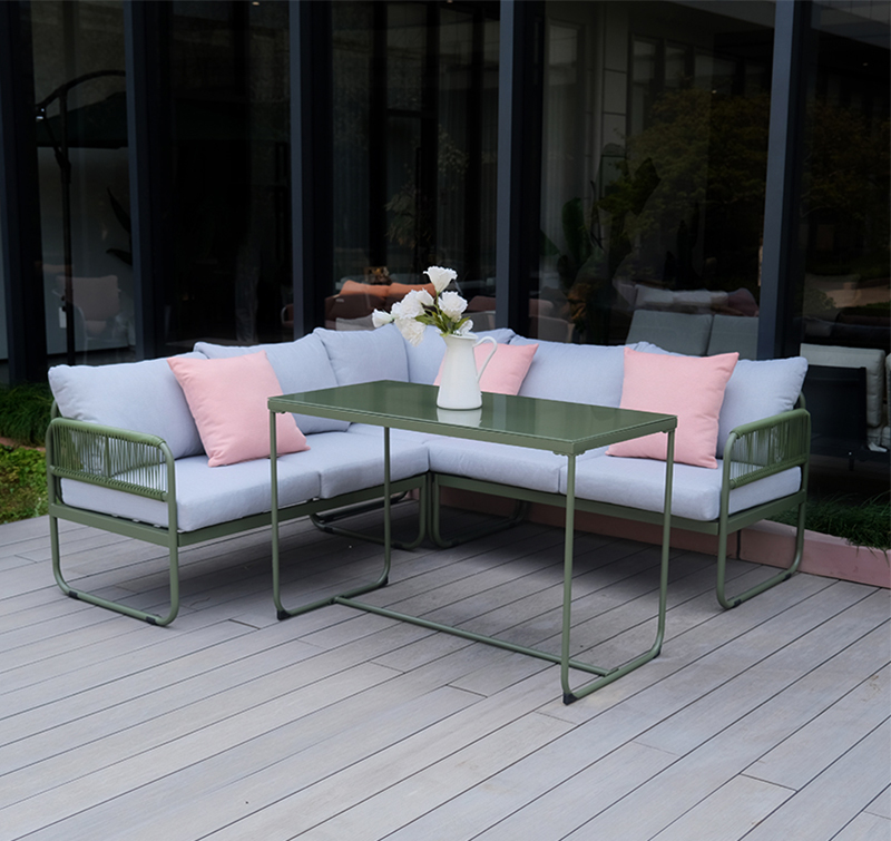 4-Piece Outdoor Conversation Set Including Tempered Glass Top Table