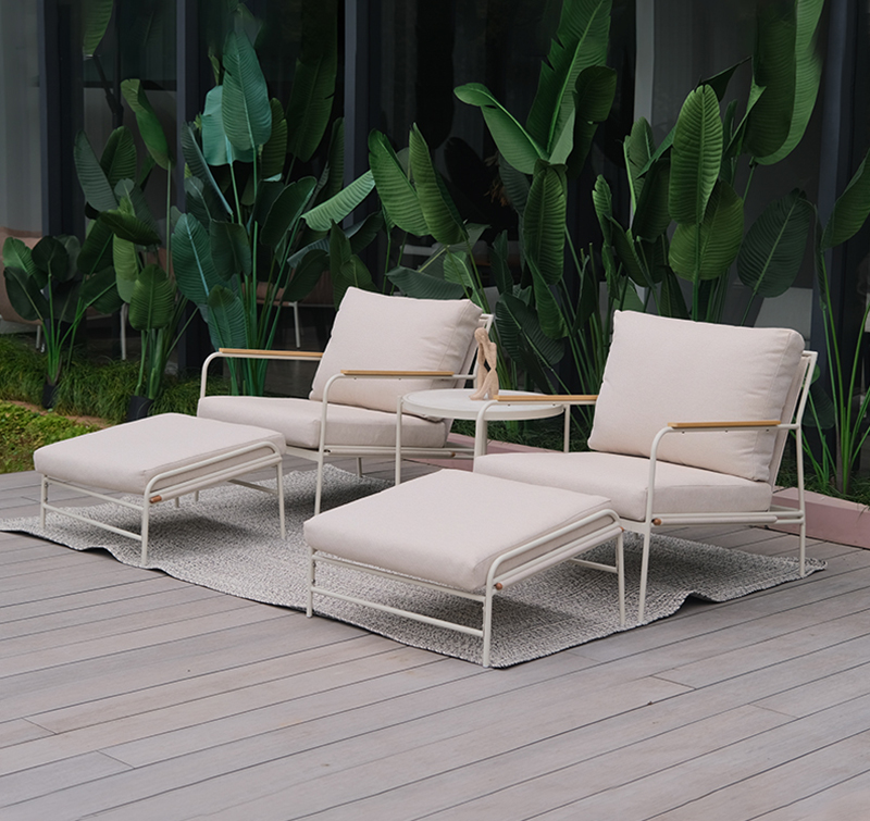 Luxury 5-Piece Patio Sofa Set with Olefin Fabric, Steel Frame & Coffee Table