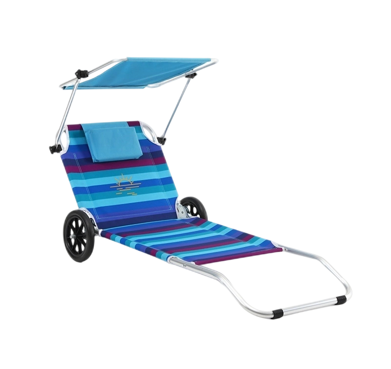 Teslin Foldable Beach Bed Trolley with Sun Shade