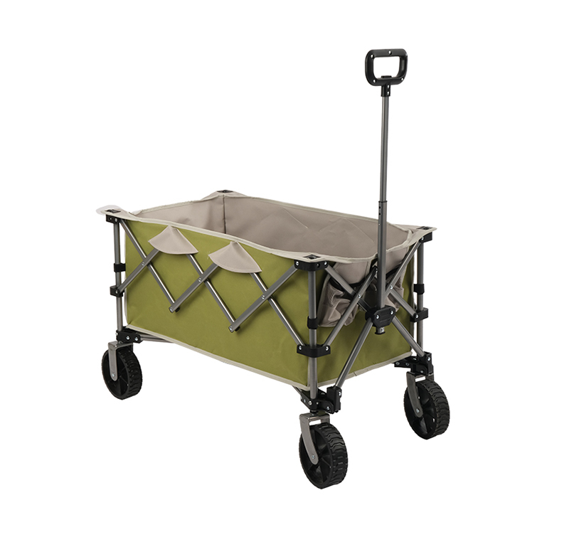 Steel Pipe Bracket Adjustable Rolling Cart Portable Utility Cart Folding Camping Collapsible Trolley for Picnic