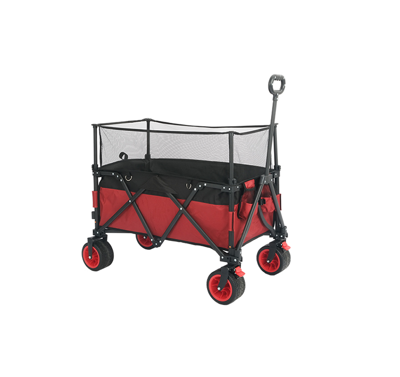 Foldable Wagon with Height-Adjustable Mesh & Side Pockets