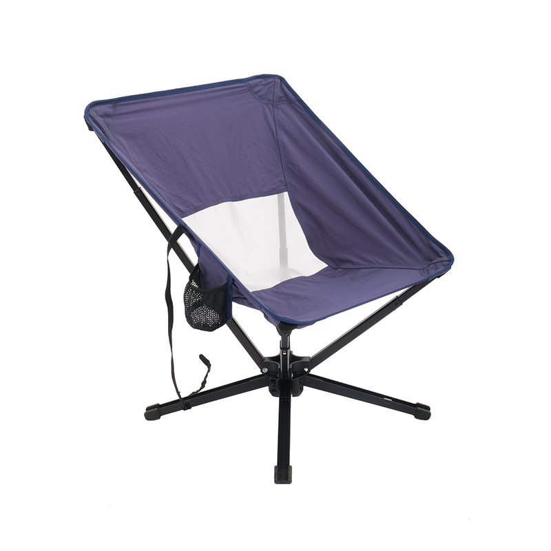Blue Telescopic Low Back Camping Chair with Dual-Height Adjustable System