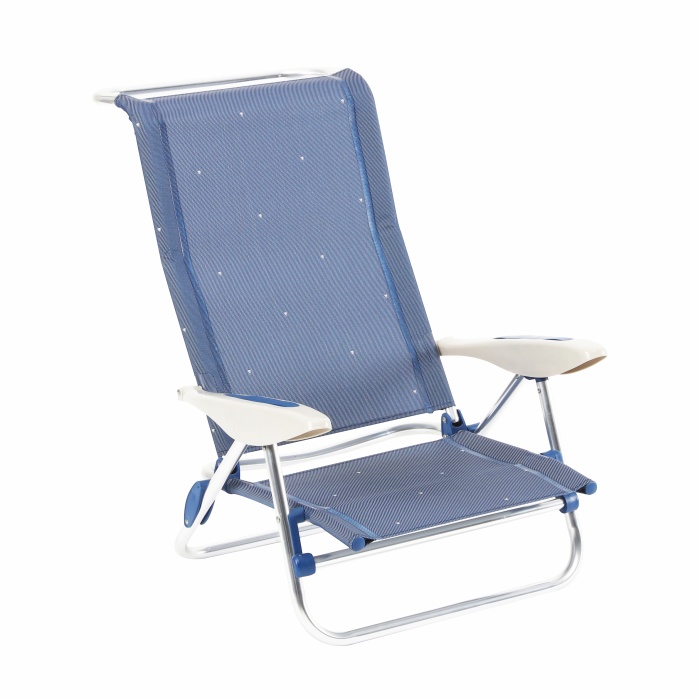 5 Position Lay Flat Folding Aluminium Pool Beach Chair with Towel Holder