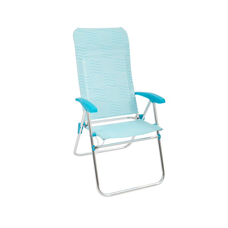 Durable Portable Adjustable Reclining Outdoor Lounge Folding Beach Chair with High Back