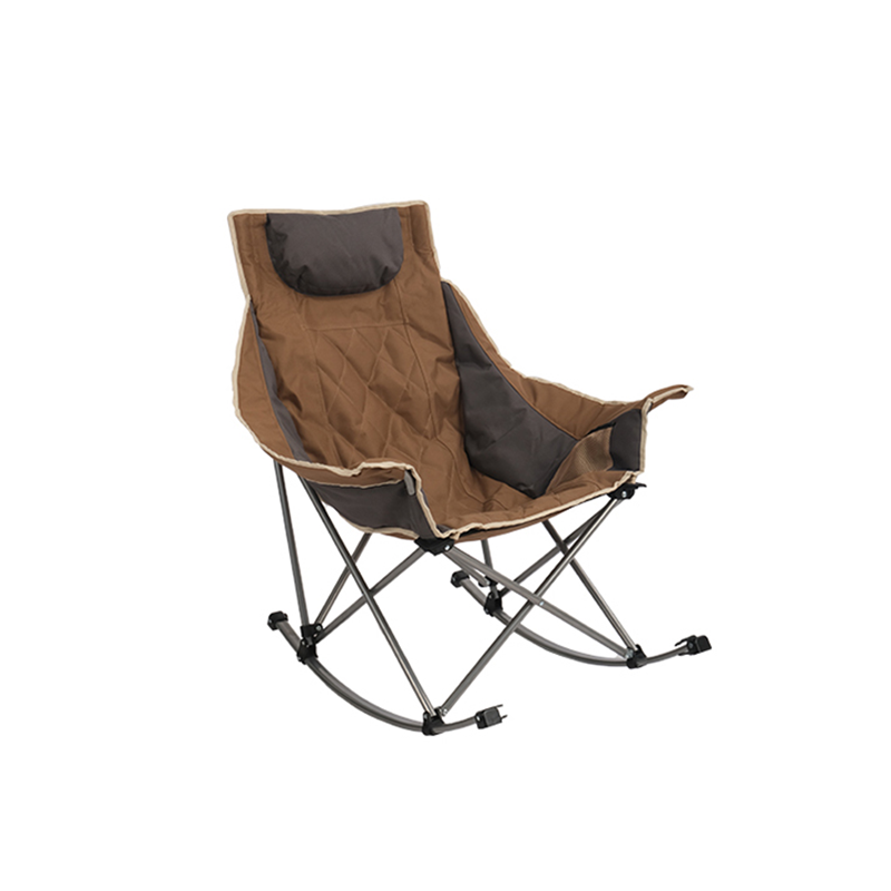 Oversized Wide Padded Rocking Camping Chair with Sturdy Steel Frame