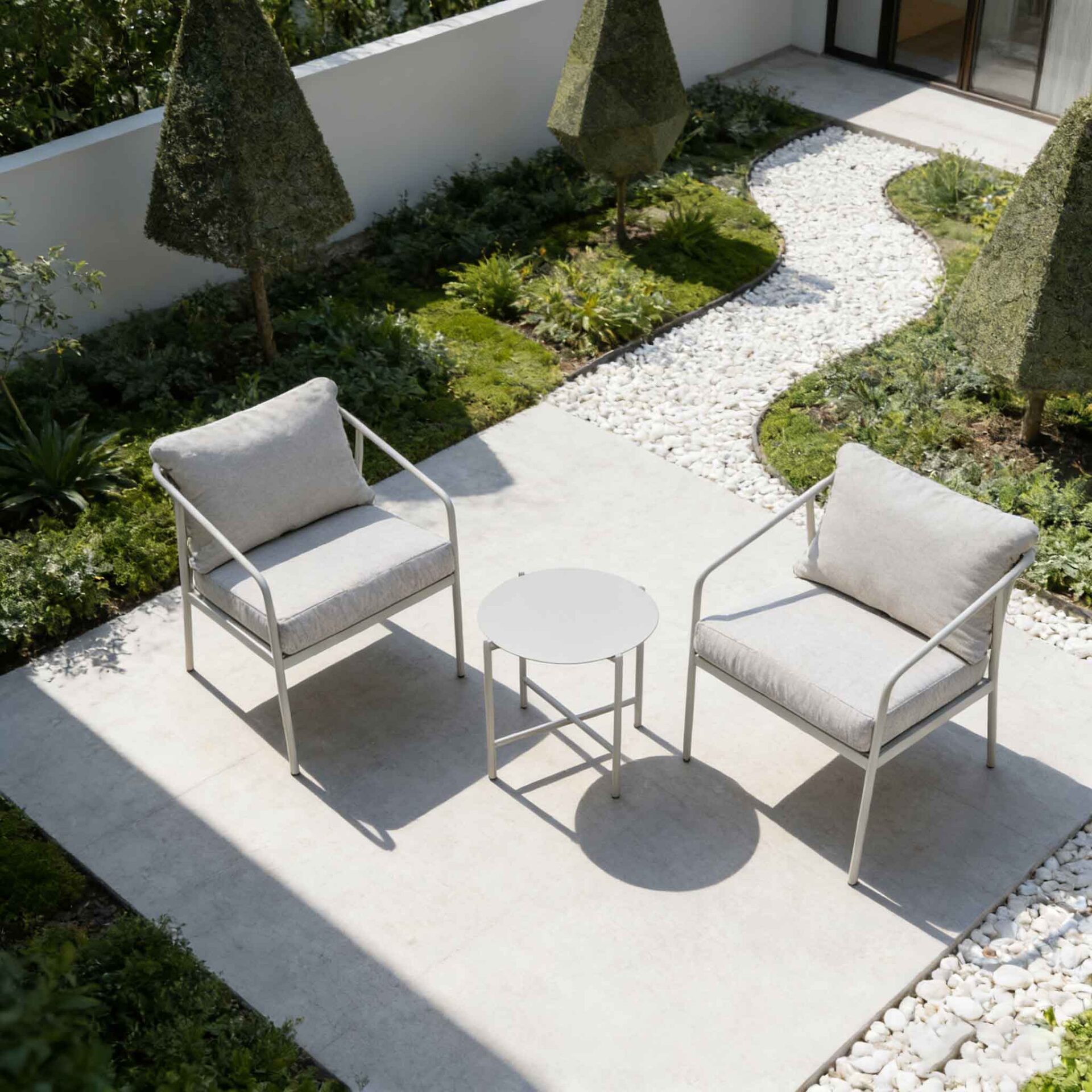 Compact 3-Piece Patio Sofa Set Bistro Set for Small Spaces, Olefin Fabric