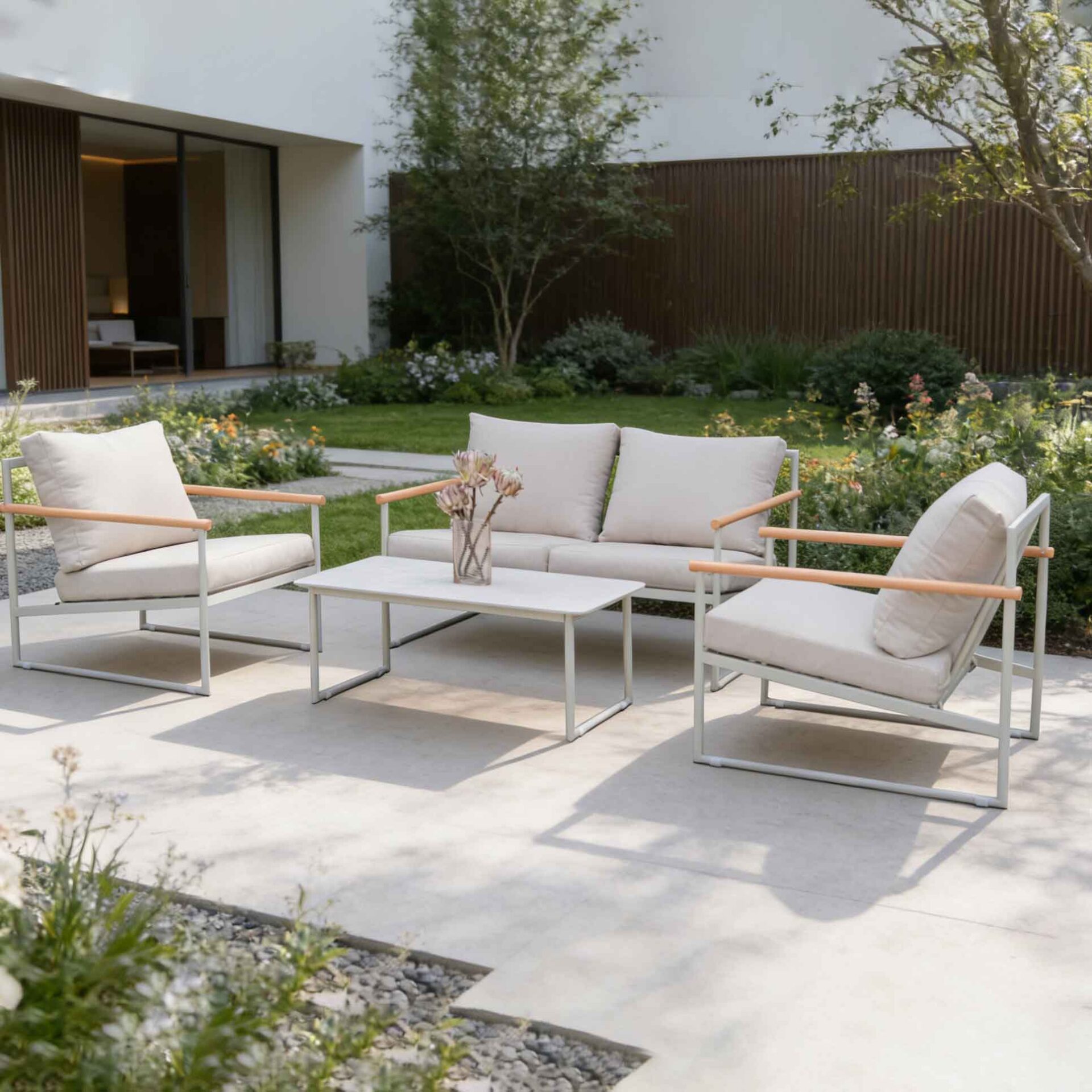 Durable 4-Piece All-Weather Outdoor Sofa Set with Steel Frame