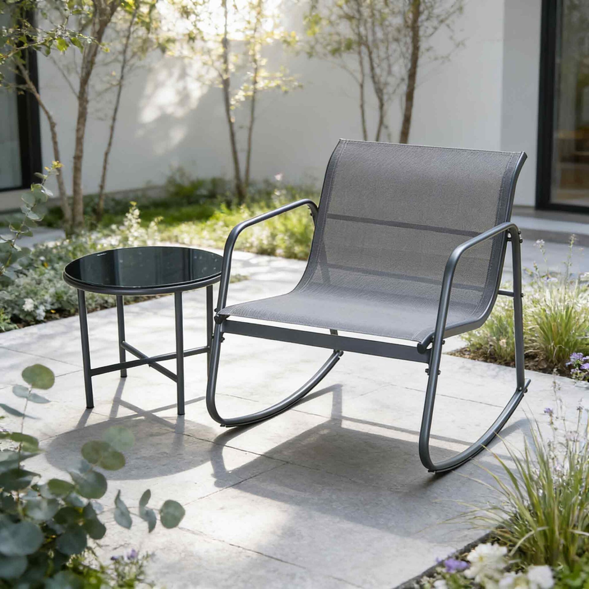 2-Piece Steel Outdoor Balcony Table and Chair Bistro Set SF1604