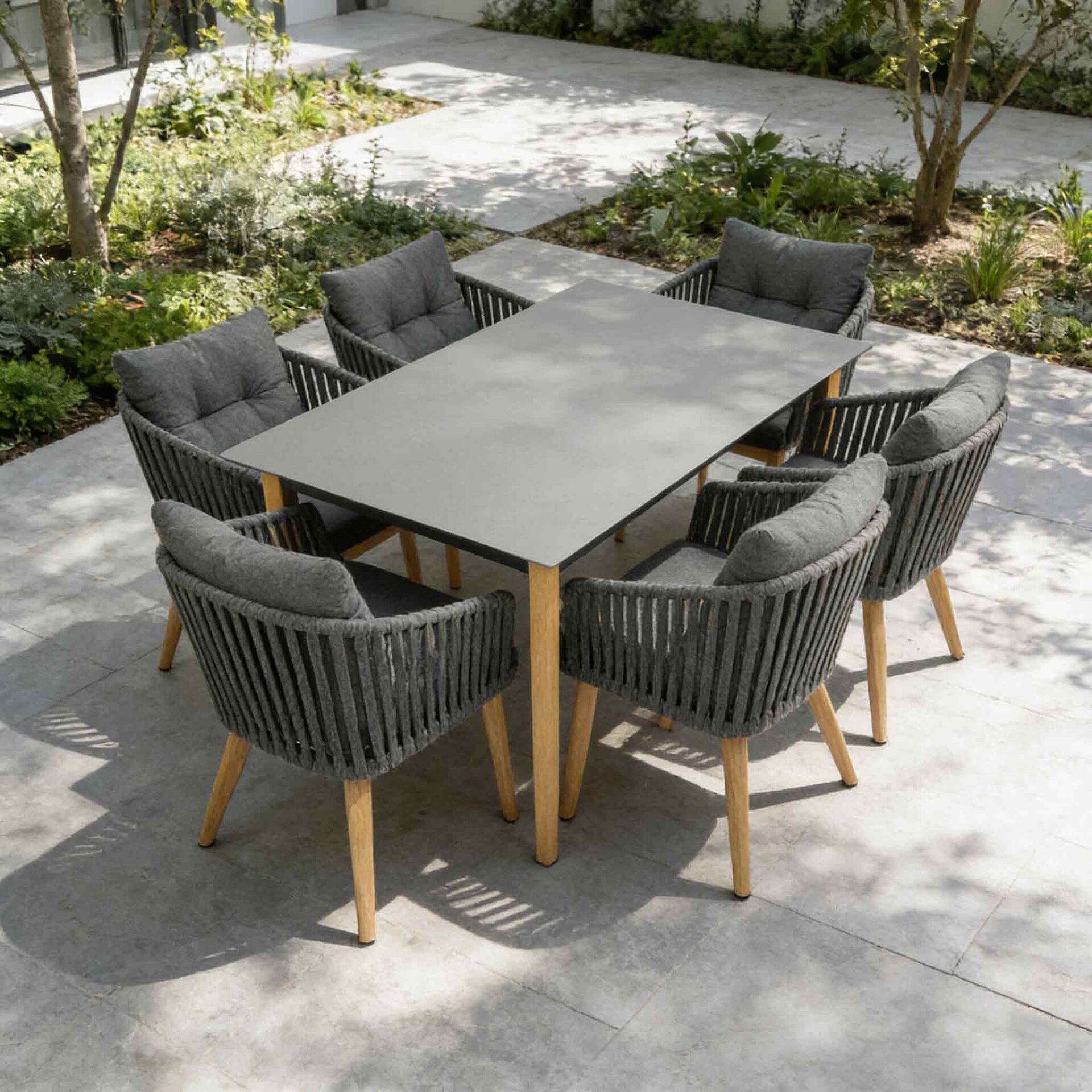 Terni 6 Pc Stacking Chair and 1PC Table Outdoor Dining Set AF4207
