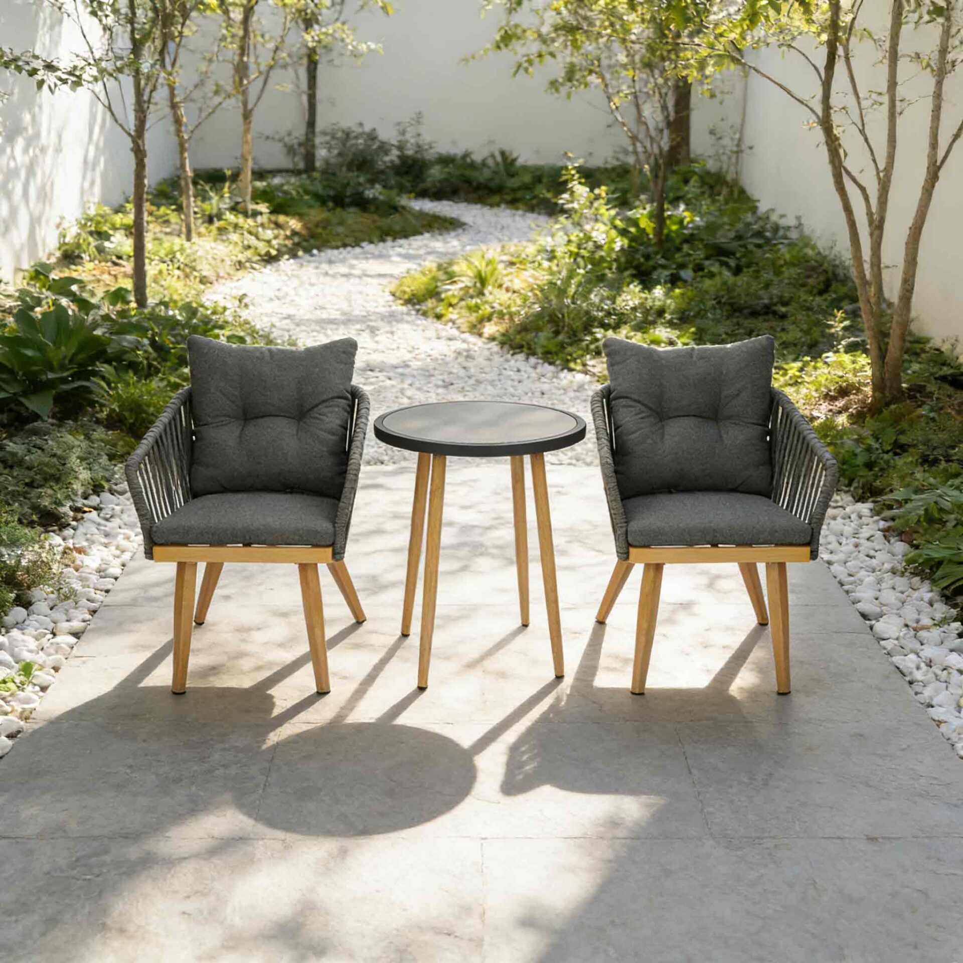 Terni 3-Piece Aluminum Wicker Outdoor Bistro Set with Cushions AF4206