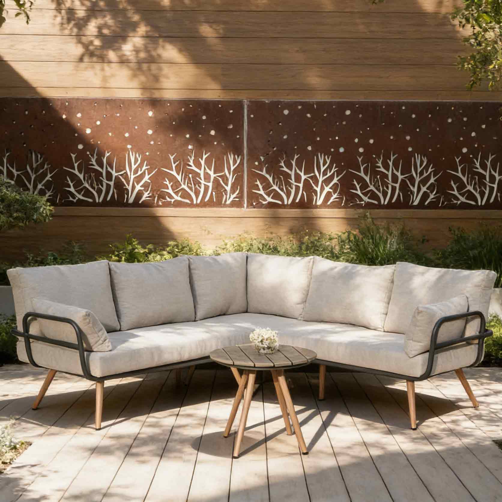 Denton 3 Piece Aluminum Corner Sofa Sectional Set with Cushions AF2107