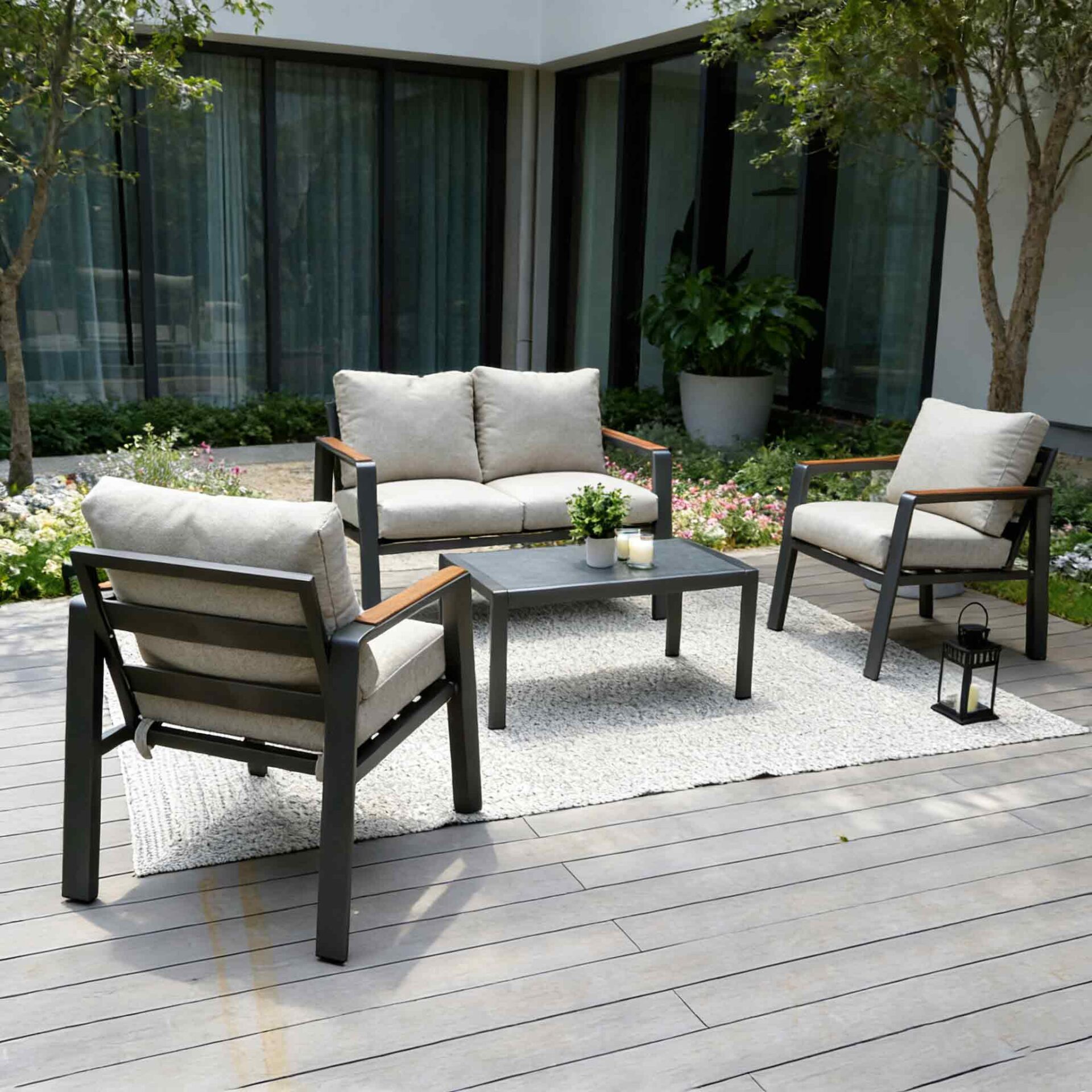 Concord 4 Pc Aluminum Sofa Set with Cushions AF2017